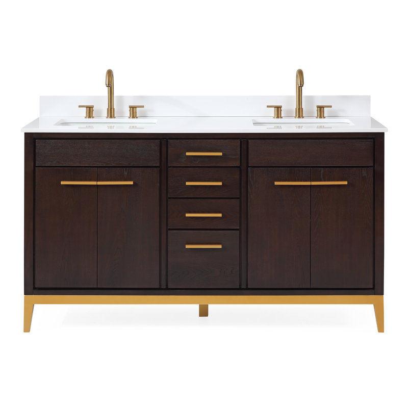 Everly Quinn Andreka 60'' Free-standing Double Bathroom Vanity with ...